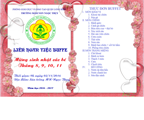 Chương trình:  liên hoan chúc mừng sinh nhật các bé tháng 08 - 09 - 10 - 11  của trường mầm non Ngọc Thụy